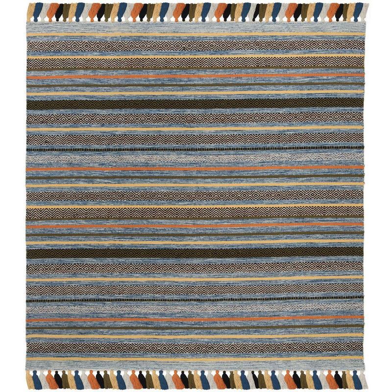 Lenore 6' x 6' Blue/Multi Cotton Handmade Flat Woven Rug