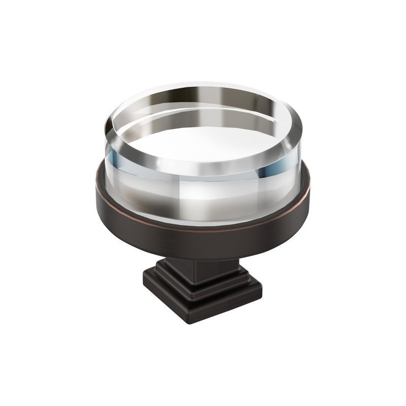 Glacio Clear and Oil-Rubbed Bronze Round Cabinet Knob