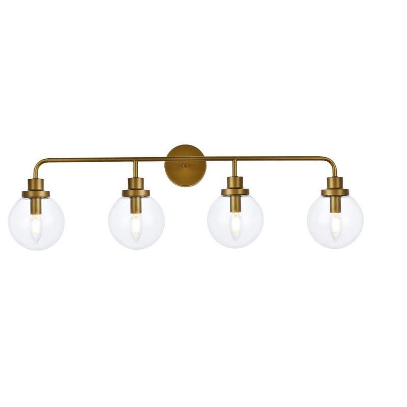 Hanson 4-Light Brass and Clear Glass Bath Sconce