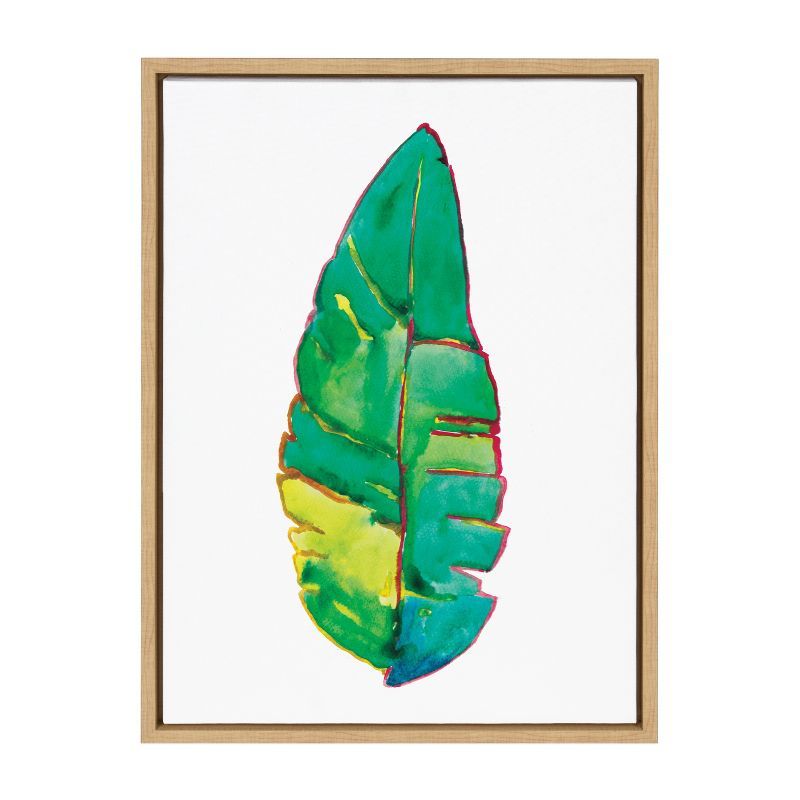 Natural Framed Banana Leaf Canvas Wall Art, 18x24