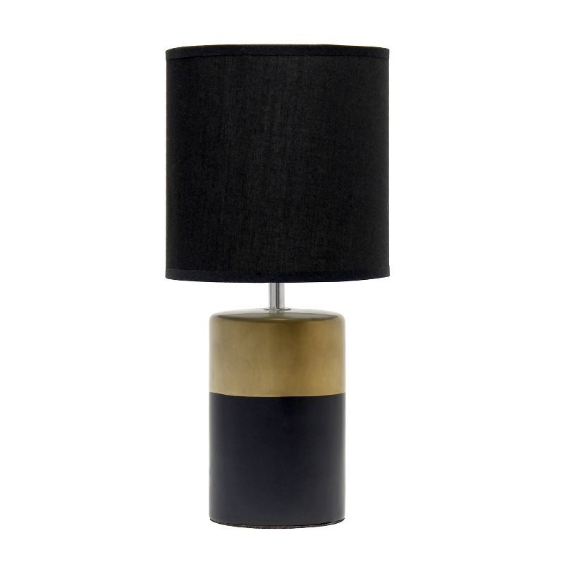 Black and Gold Porcelain Cylinder Nightstand Lamp