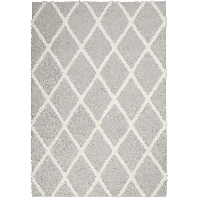 Gray Trellis 5'3" x 7'3" Handmade Tufted Shag Rug