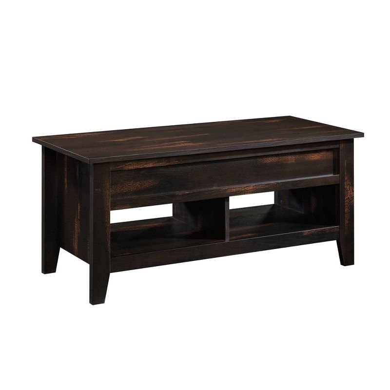 Char Pine Rectangular Lift-Top Wood Coffee Table with Storage