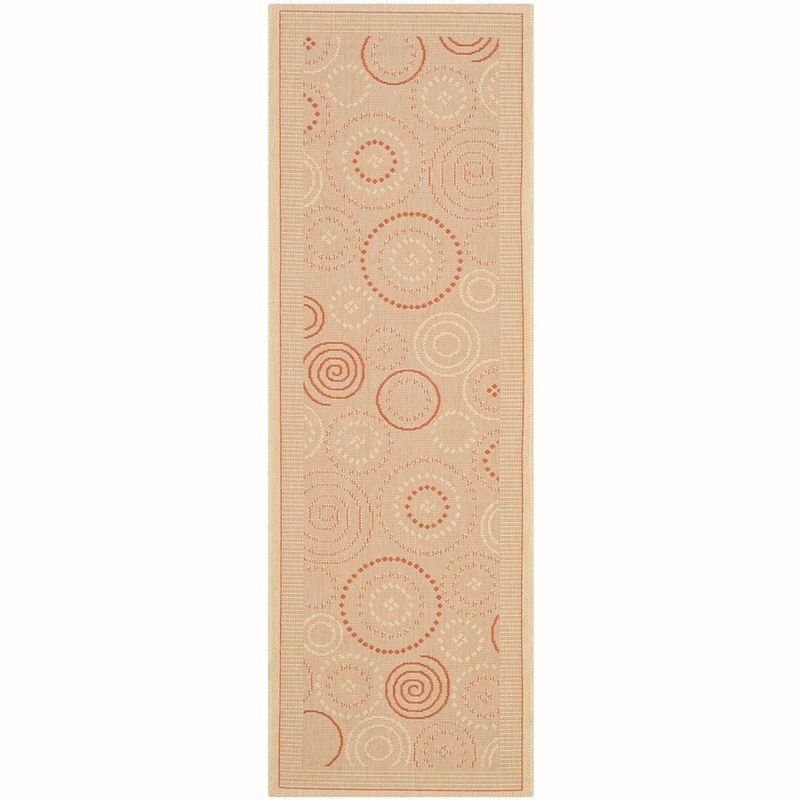 Natural and Terra Synthetic Flat Woven Runner Rug