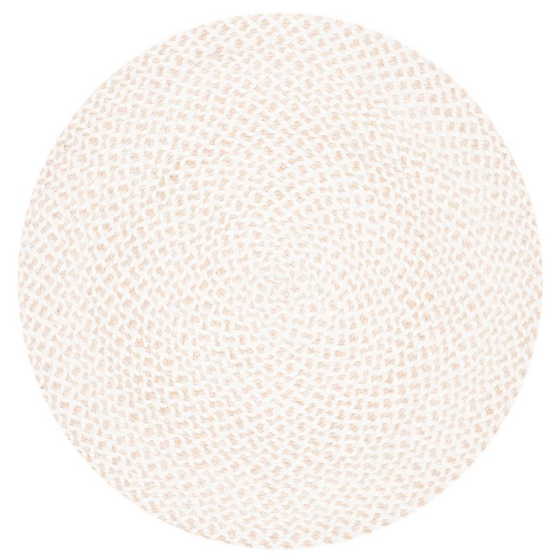 Ivory Round Braided Reversible Synthetic Area Rug