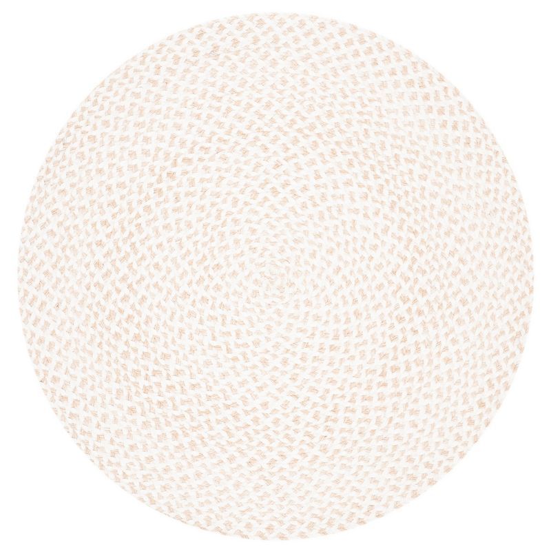 Ivory Round Braided Reversible Synthetic Area Rug