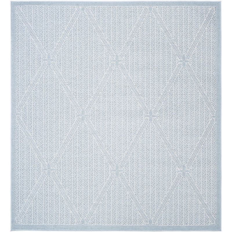Bermuda Bliss Light Blue & Ivory 5' Square Geometric Rug