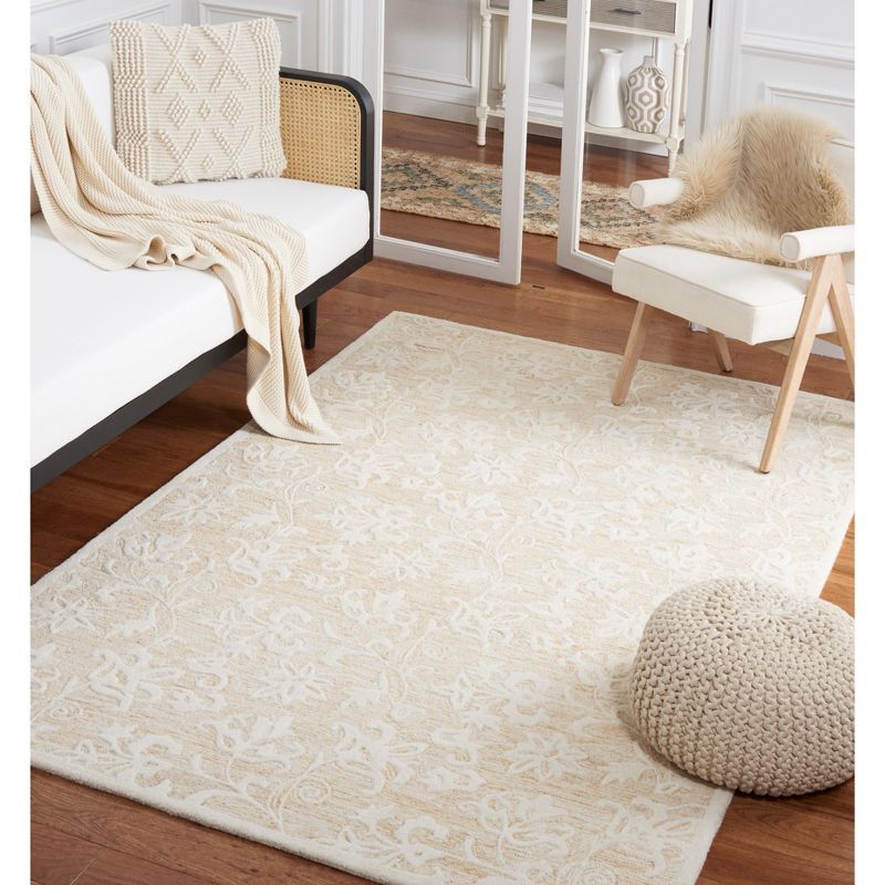 Ivory Hand-Tufted Wool Rectangular Area Rug 3' x 5'