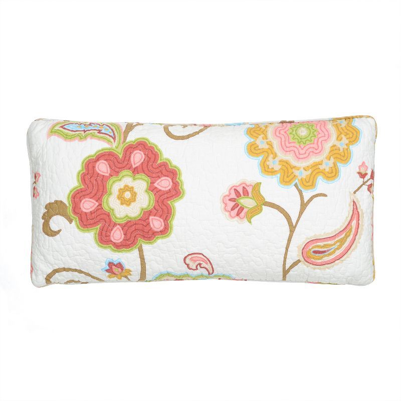 Ashbury Spring Multicolor Floral Quilted Decorative Pillow 12x24