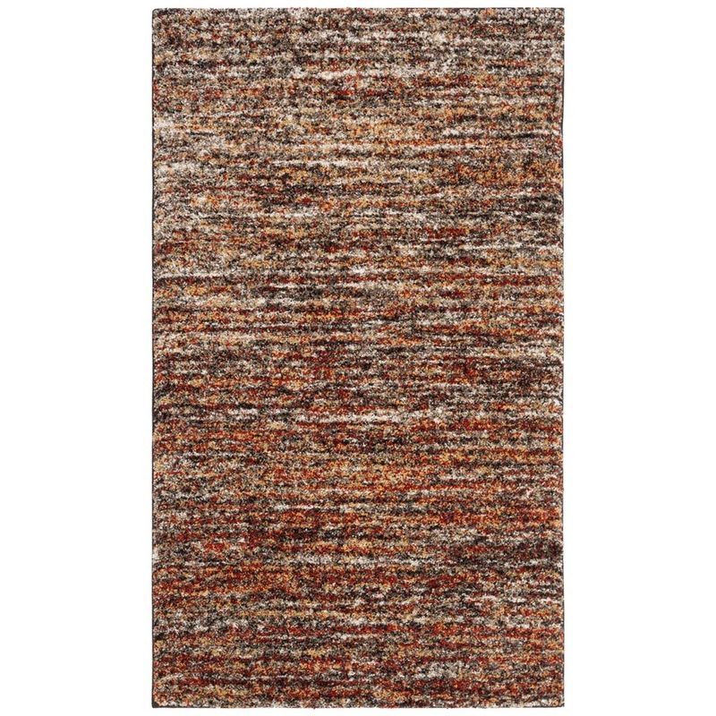 Ivory and Gold Abstract Shag Synthetic Area Rug 4' x 6'