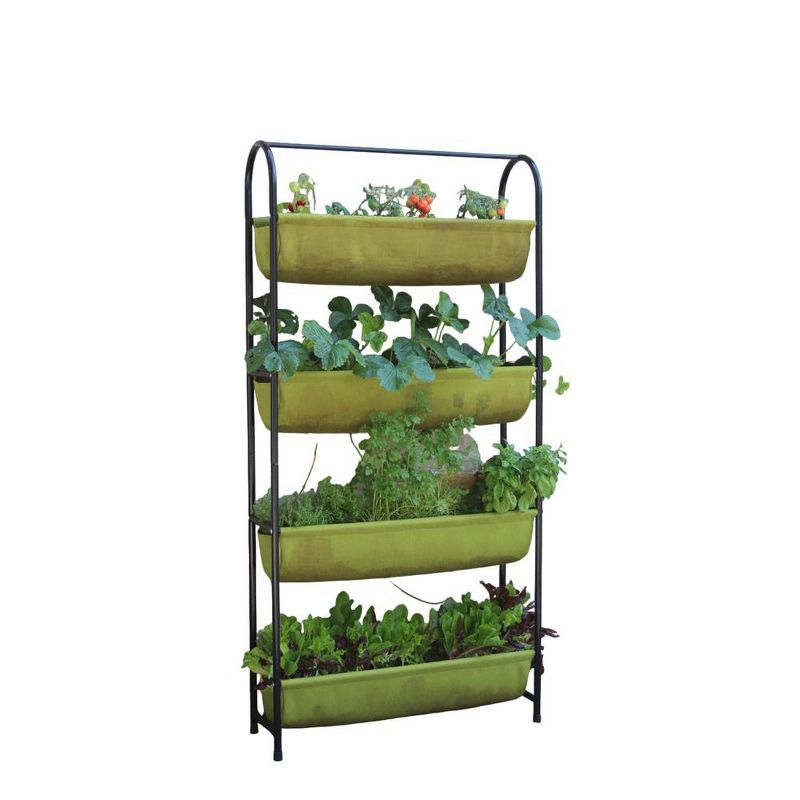 Vigoroot 4-Tier Green Fabric Balcony Garden Planter