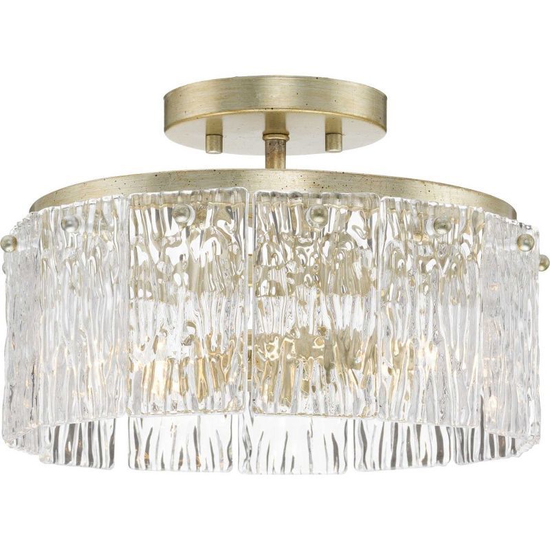 Chevall Gilded Silver 2-Light Semi-Flush Mount with Artisanal Glass