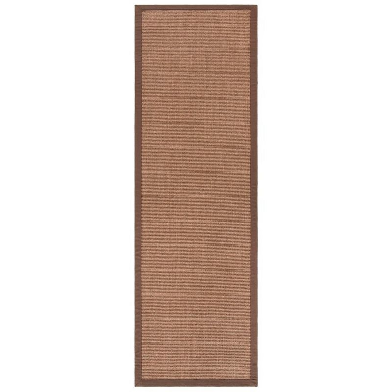 Handmade Brown Sisal Runner Rug with Cotton Border, 2'6" x 8'