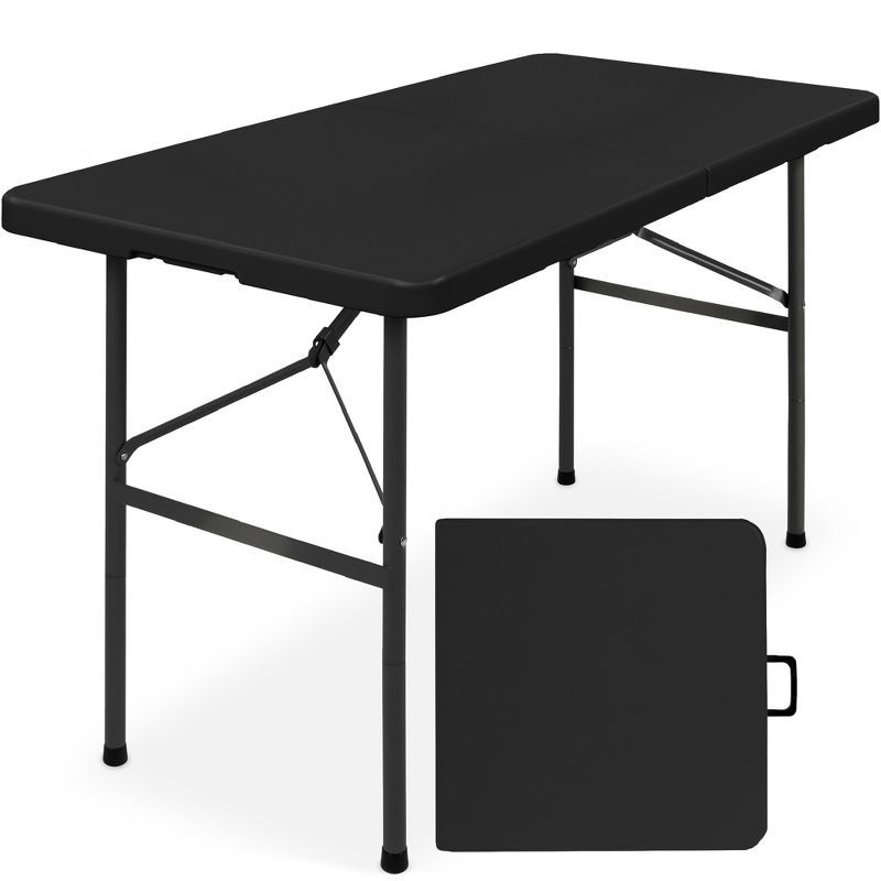 Black Heavy-Duty 4ft Folding Table with Handle