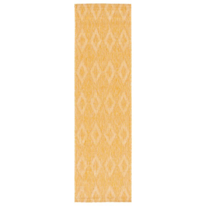 Gold Geometric 27" x 8" Stain-Resistant Indoor/Outdoor Rug