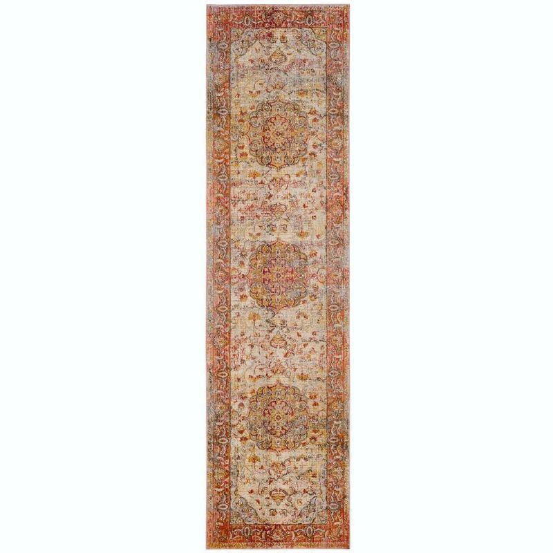 Vintage Persian Saffron and Cream Reversible Runner Rug