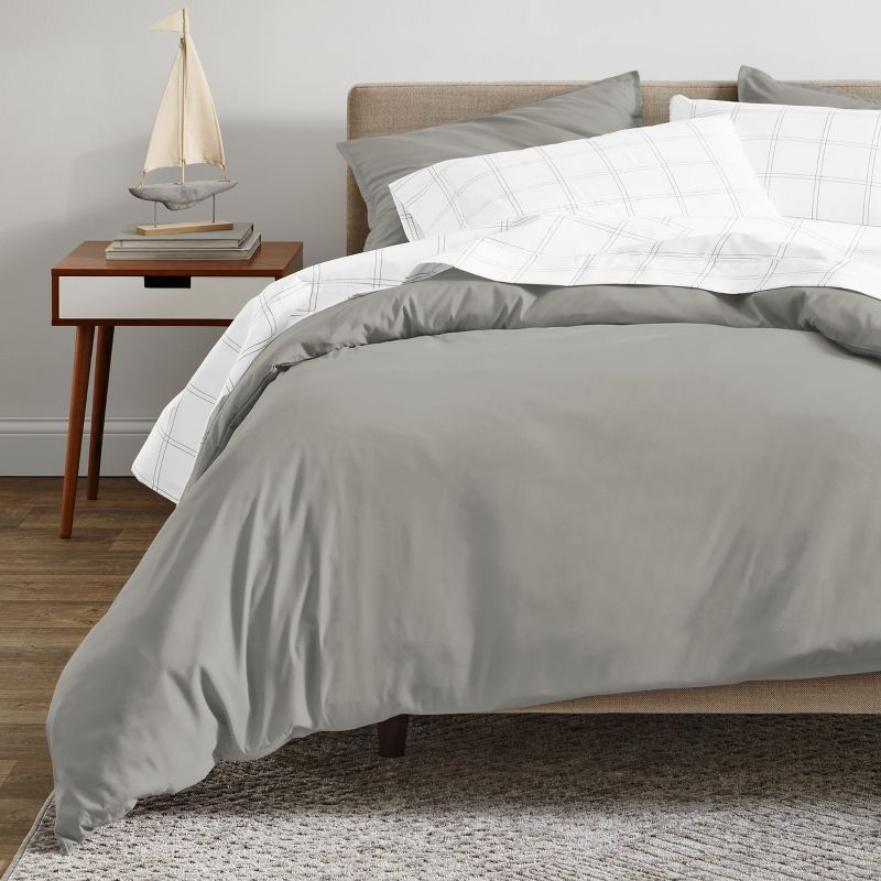 Light Gray Organic Cotton Sateen Twin Duvet Cover Set