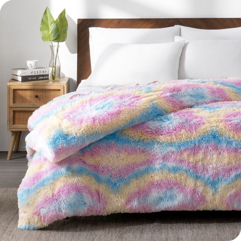 Multi Tie-Dye Twin/Twin XL Shaggy Faux Fur Duvet Cover
