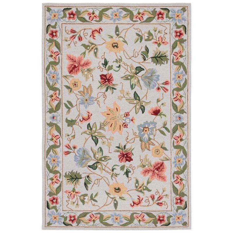 Chelsea Gray Hand-Hooked Wool Floral 8' x 10' Area Rug