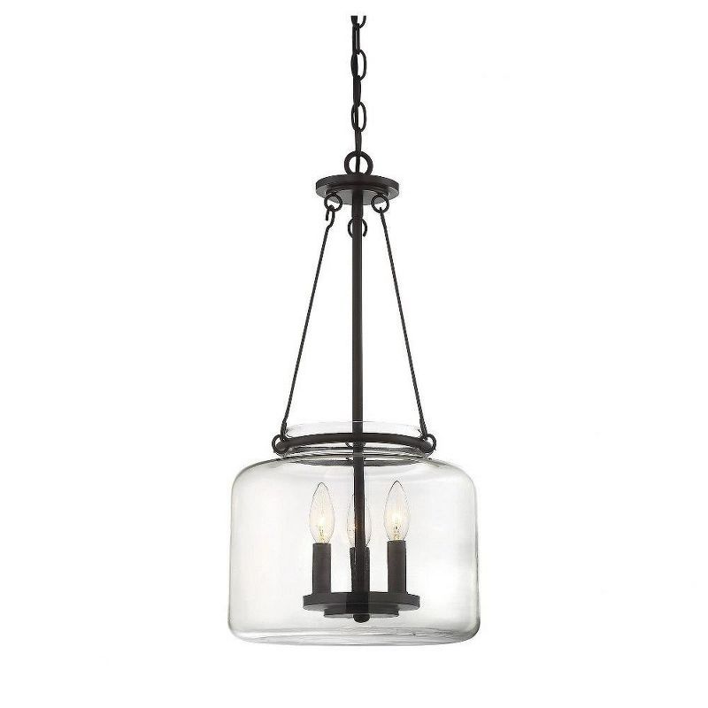 Akron 3-Light English Bronze Glass Pendant