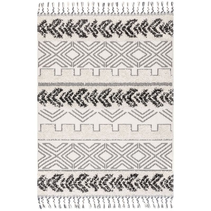 Light Gray Braided Shag Square Area Rug 3' x 5'