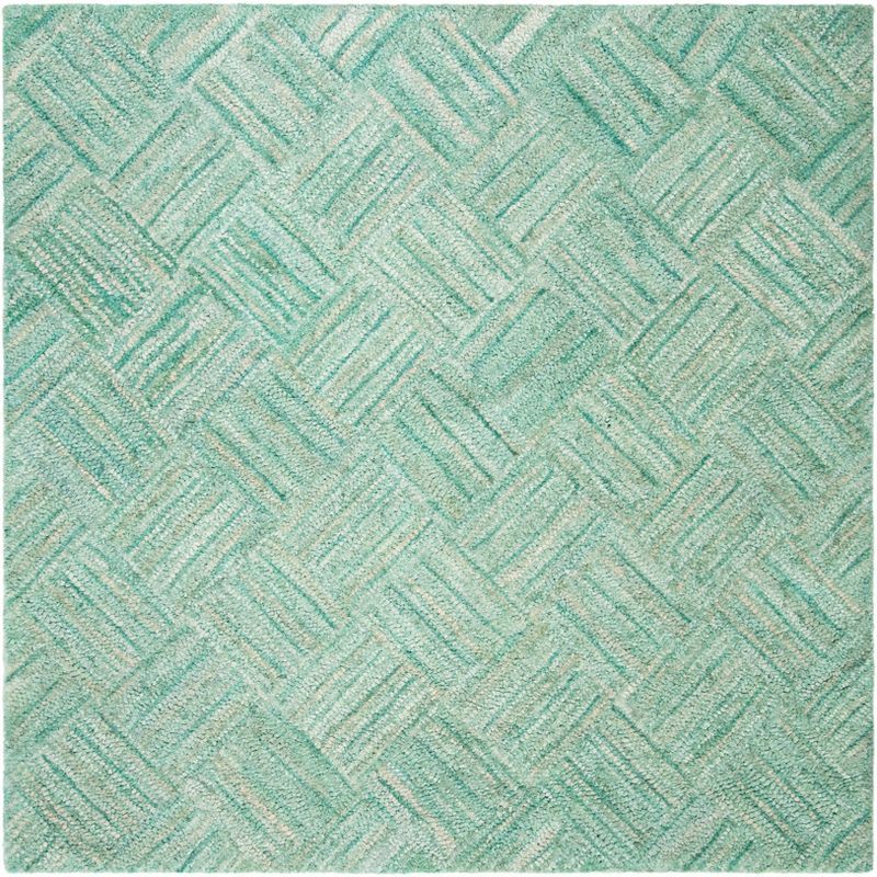 Nantucket Green and Multicolor Hand-Tufted Cotton Square Area Rug