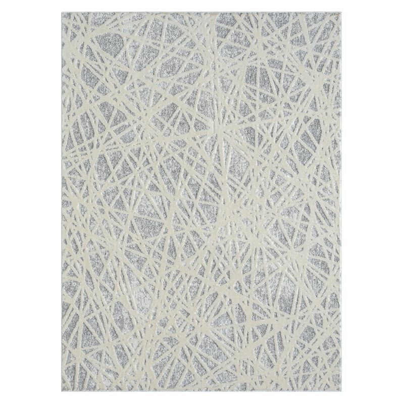 Gray and Beige Abstract Geometric 4x5 Area Rug