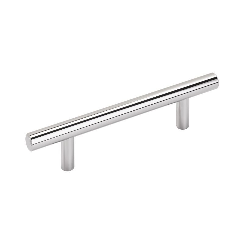 Polished Chrome Modern Bar Cabinet Pull with Mounting Hardware