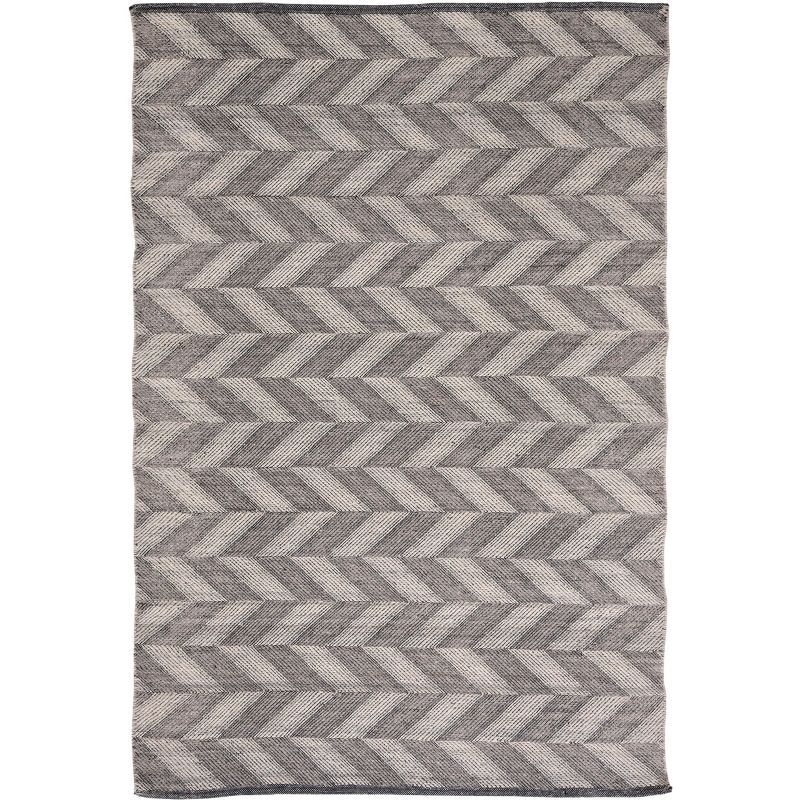 Gray and Ivory Handwoven Wool Flat Weave Area Rug, 3' x 5'