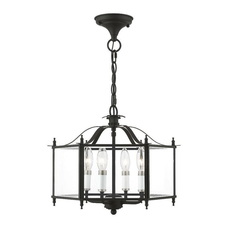 Livingston Classic Black & Brushed Nickel 4-Light Glass Pendant