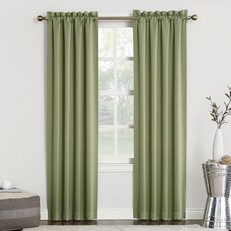 Sage Green Blackout Polyester Rod Pocket Curtain Panel