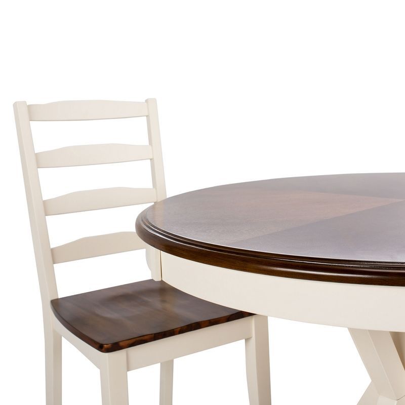 Shay 5-Piece White and Natural Wood Dining Set