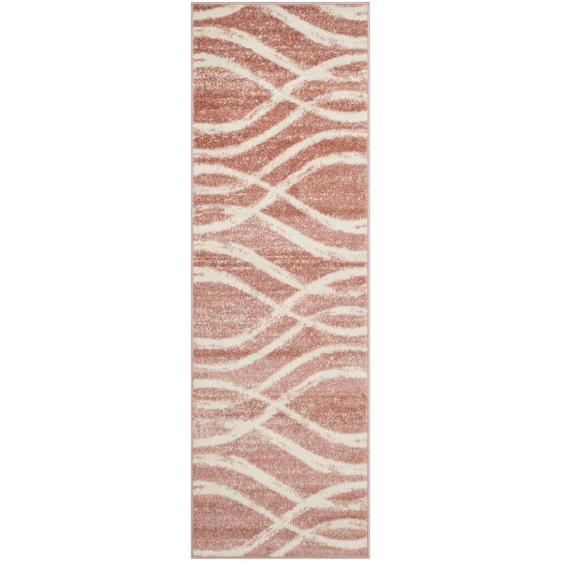 Chic Rose and Cream Reversible Synthetic Area Rug - 2'6" x 10'