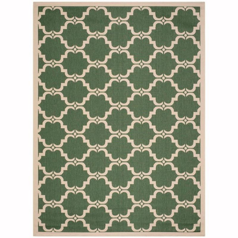 Courtyard Essence 8' x 10' Dark Green/Beige Easy-Care Outdoor Rug