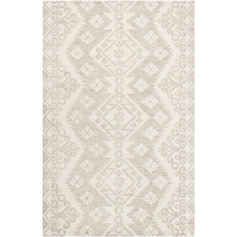 Ivory and Beige Wool Handmade Tufted Area Rug 4' x 6'