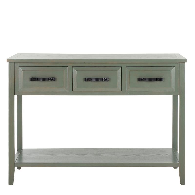 Transitional French Gray 3-Drawer Wood Console Table with Storage