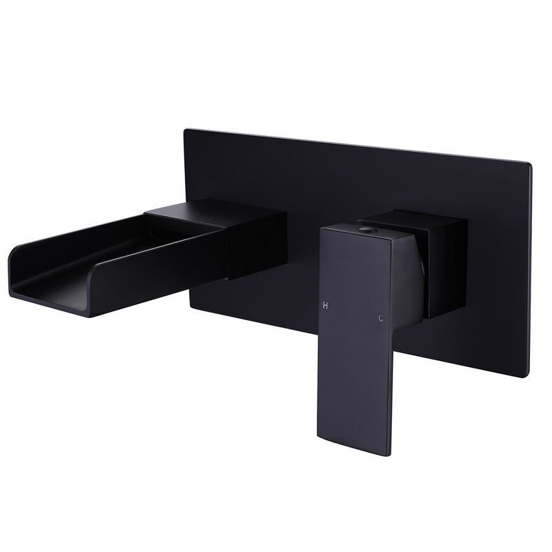 Matte Black Wall-Mount Single-Handle Waterfall Bathroom Faucet