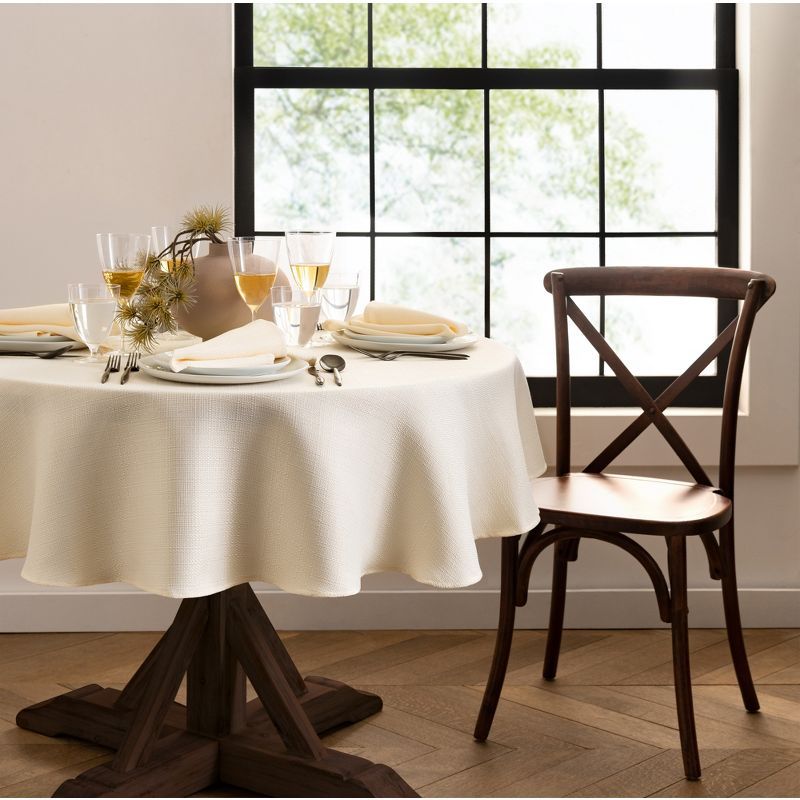 Ivory 70" Round Water and Stain Resistant Polyester Tablecloth