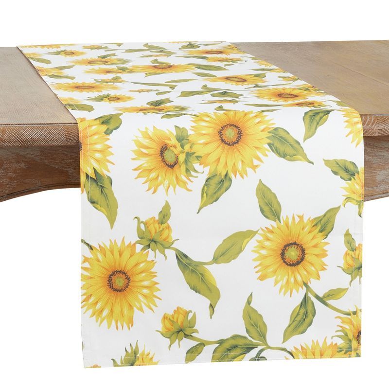 Yellow Sunflower Print Polyester Table Runner