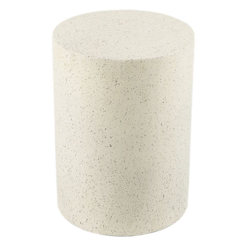 Off-White and Gray Speckled Cement Round Patio Side Table