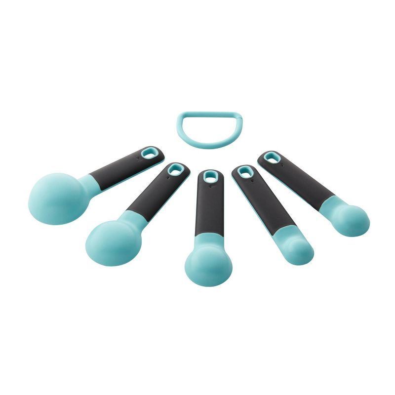 Aqua Sky and Black 5-Piece Measuring Spoon Set