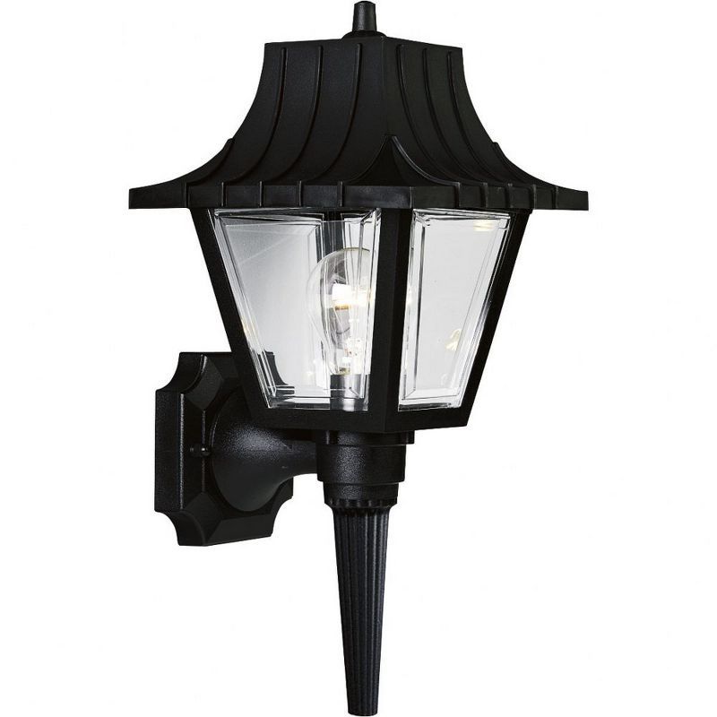 Black 17-Inch Outdoor Wall Lantern with Clear Acrylic Panels