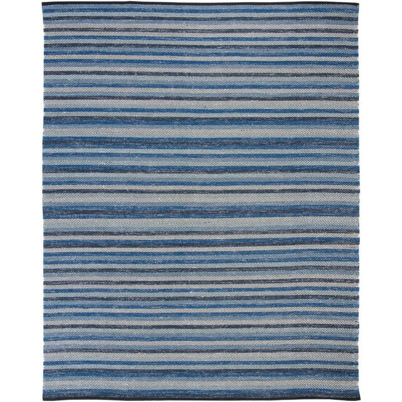 Handwoven Blue Stripe Kilim 8' x 10' Wool Area Rug