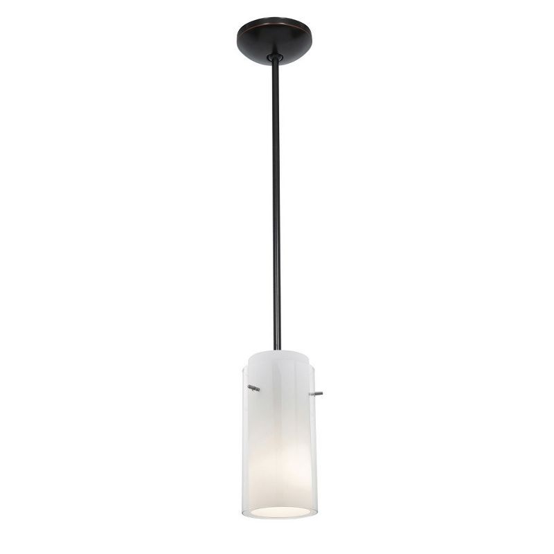 Elegant Dual-Shade Glass Cylinder Pendant in Oil Rubbed Bronze