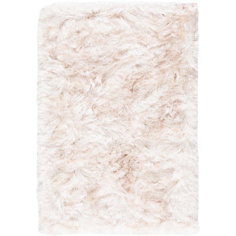 Ivory Elegance Hand-Tufted Wool Blend Shag Rug - 2' x 3'