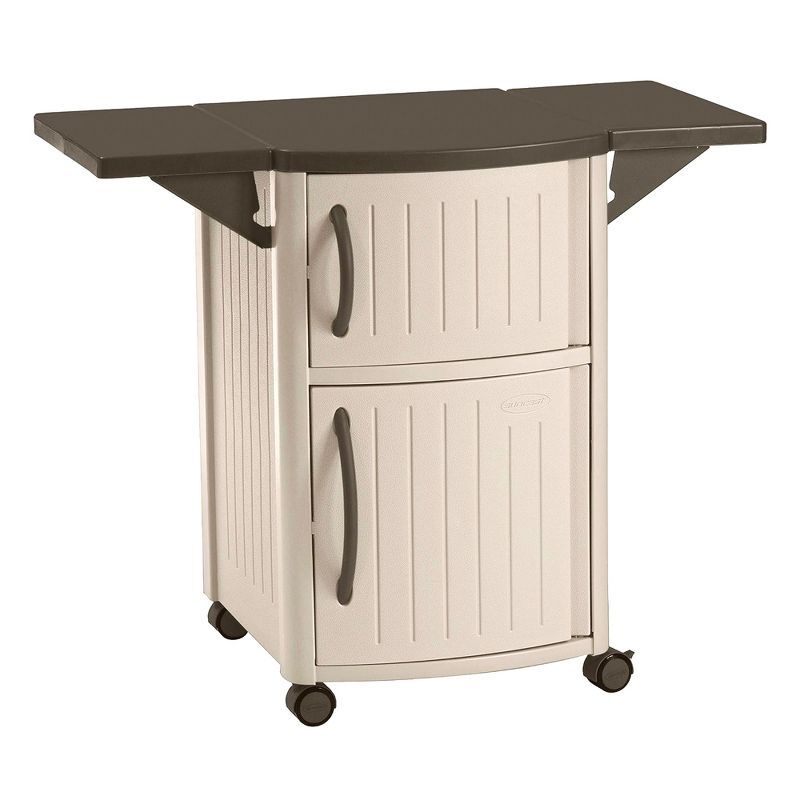 Taupe Portable Outdoor Patio Prep Serving Station with Cabinet