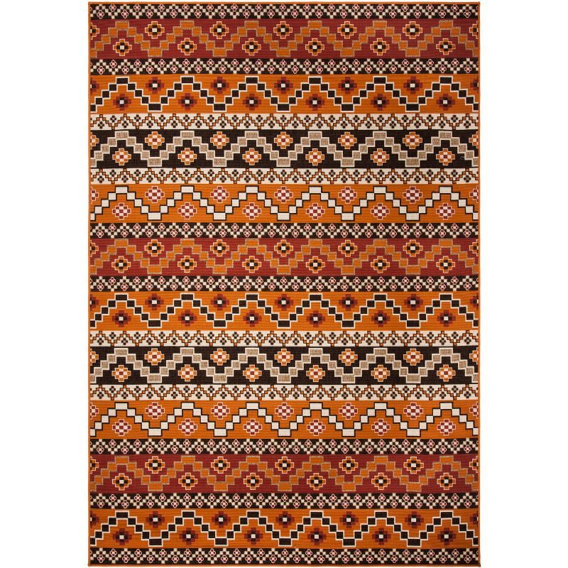 Rust and Red Southwestern Synthetic Indoor/Outdoor Area Rug