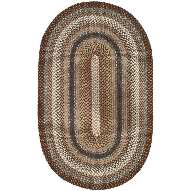 Handwoven Multicolor Braided Oval Rug - Easy Care, Stain-Resistant