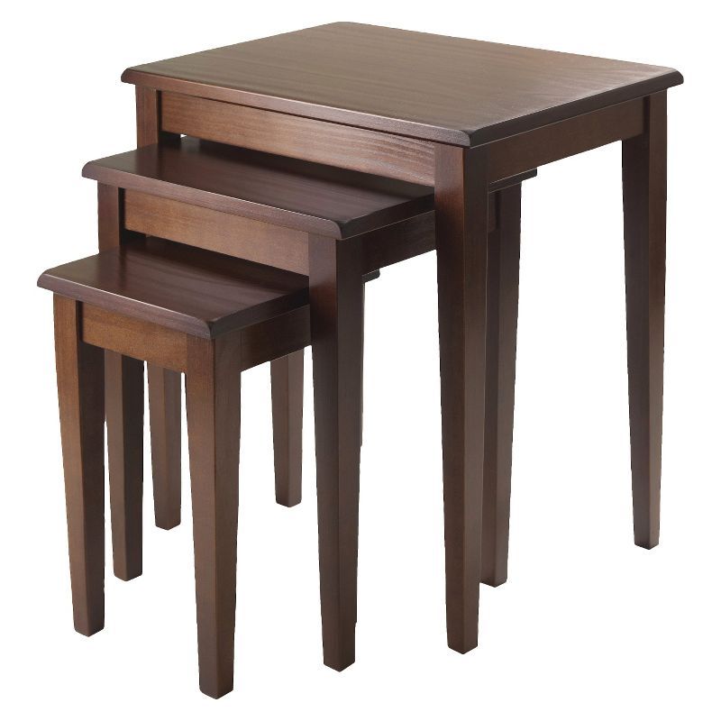 Walnut Wood 3-Piece Rectangular Nesting Tables