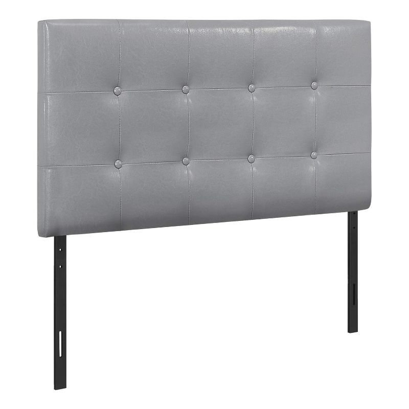 Gray Twin Upholstered Tufted Faux Leather Headboard